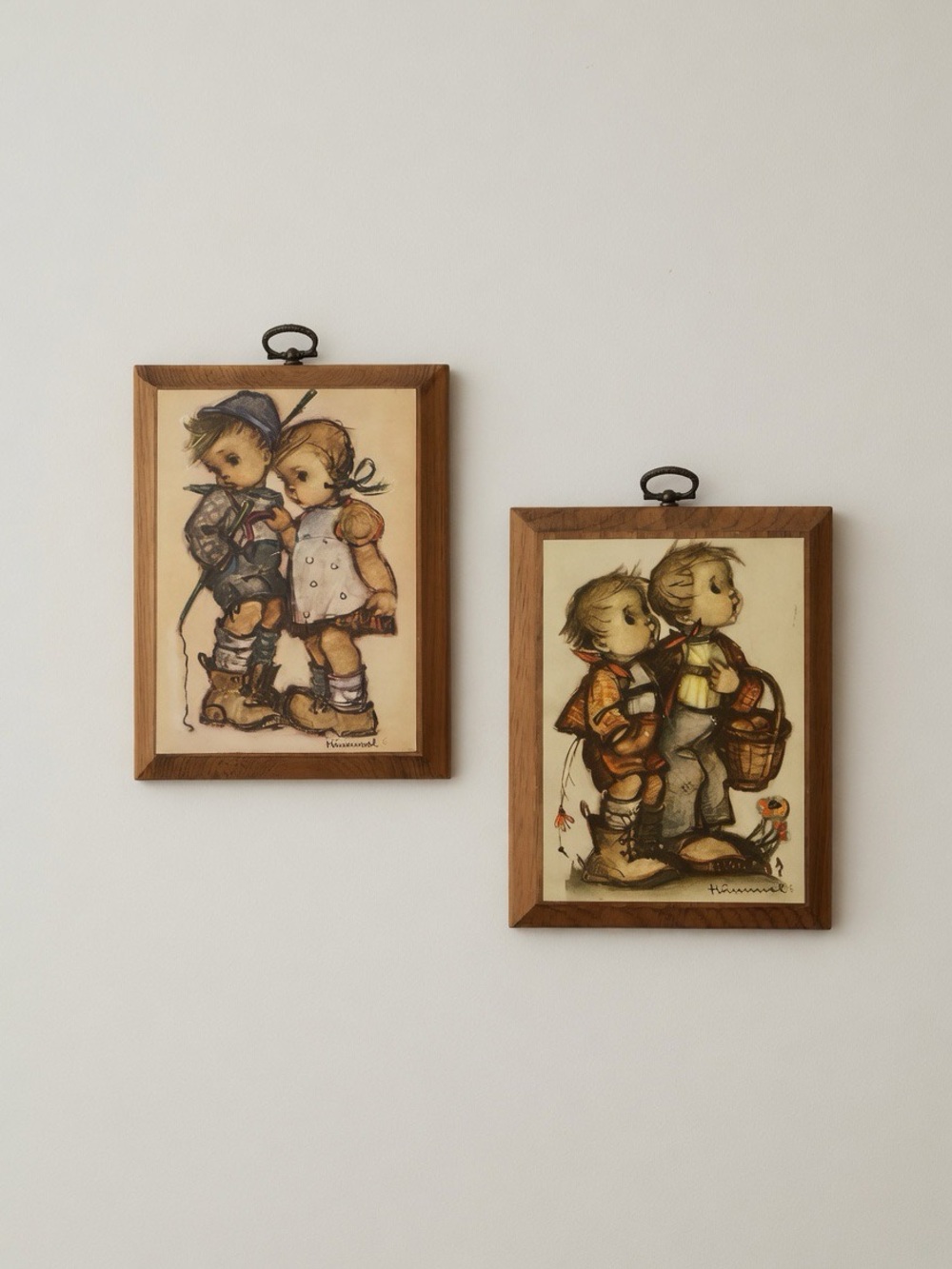 Vintage, Wood Lacquered Wall Plaques, by Hummel, Set of Two
